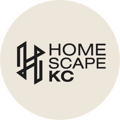 HomescapeKC horizontal logo, charcoal on cream