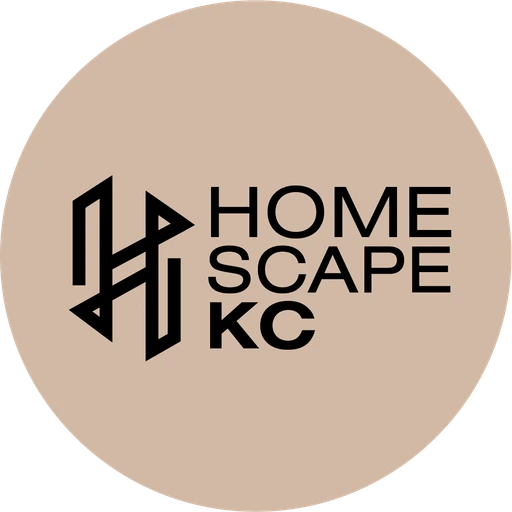 HomescapeKC horizontal logo, black on sand